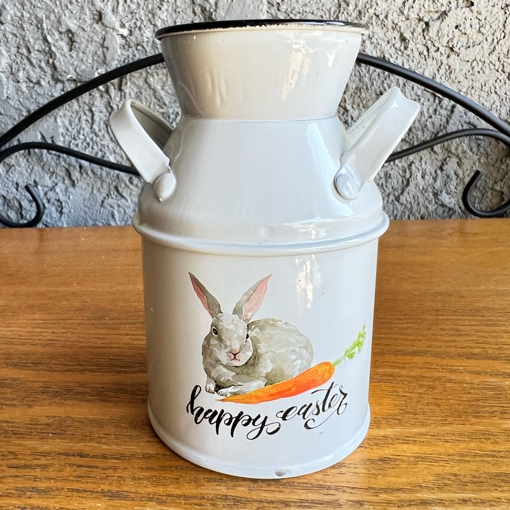 Happy Easter Mini Milk Jug w/ Bunny Rabbit & Carrot Decor